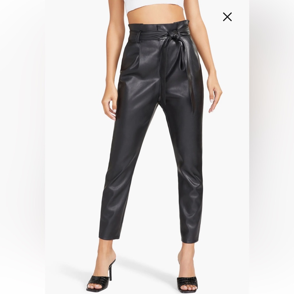 BB Dakota Steve Madden skin in the game Black Faux Leather Pants size 6 - Picture 2 of 14